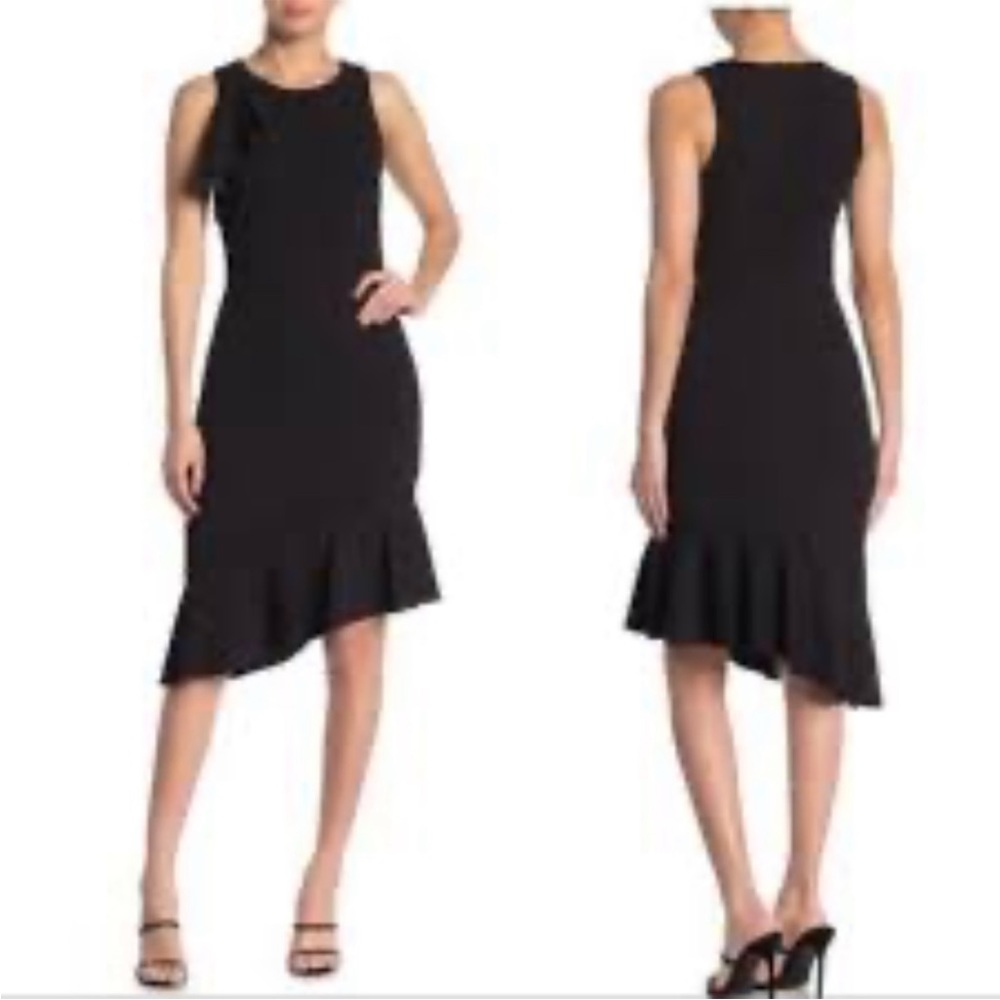 Banana Republic Asymmetrical Flounce Dress Black size 6